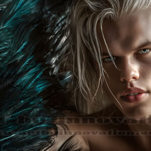 In this gallery, AI-generated dark angels handsome fallen angels with massive black and silver wings in gothic atmospheric settings. UHD digital art collection.