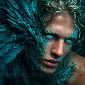 In this gallery, AI-generated dark angels handsome fallen angels with massive black and silver wings in gothic atmospheric settings. UHD digital art collection.