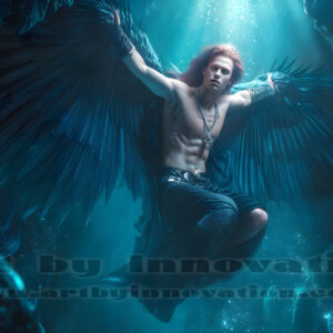 In this gallery, AI-generated dark angels — handsome fallen angels with massive black and silver wings in gothic atmospheric settings. UHD digital art collection.