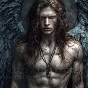 In this gallery, AI-generated dark angels handsome fallen angels with massive black and silver wings in gothic atmospheric settings. UHD digital art collection.