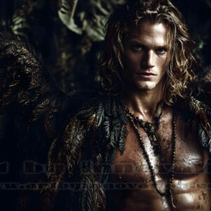 In this gallery, AI-generated dark angels handsome fallen angels with massive black and silver wings in gothic atmospheric settings. UHD digital art collection.