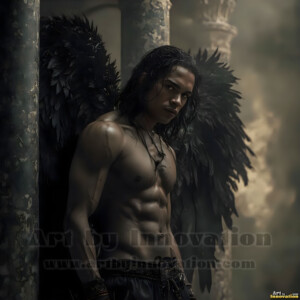 In this gallery, AI-generated dark angels handsome fallen angels with massive black and silver wings in gothic atmospheric settings. UHD digital art collection.
