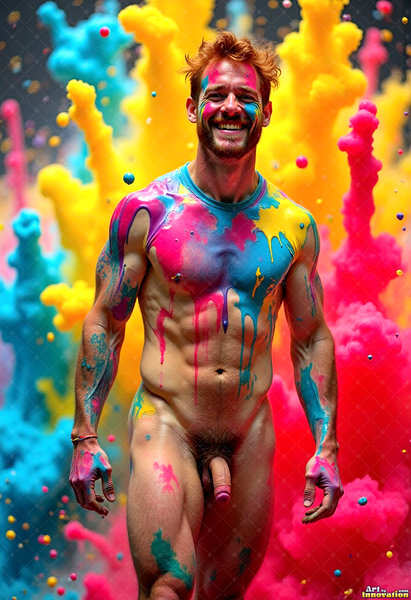 Body Paint Splat Fun Nude - AI Abstract Art