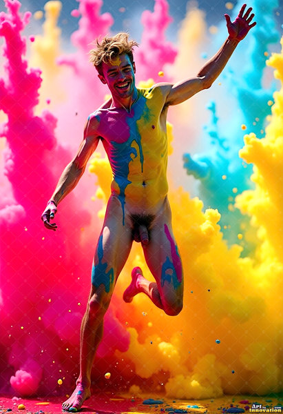 Body Paint Splat Fun Nude - AI Abstract Art