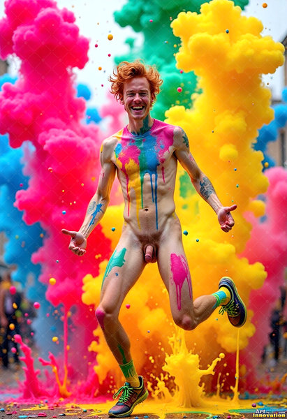 Body Paint Splat Fun Nude - AI Abstract Art