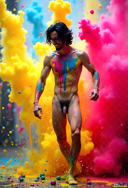 Body Paint Splat Fun Nude - AI Abstract Art