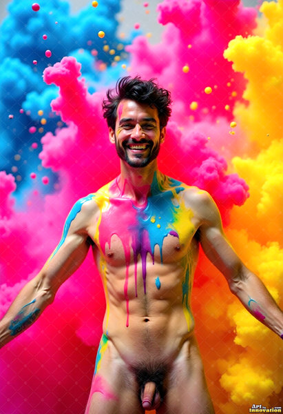 Body Paint Splat Fun Nude - AI Abstract Art