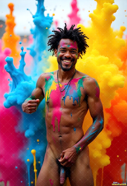 Body Paint Splat Fun Nude - AI Abstract Art