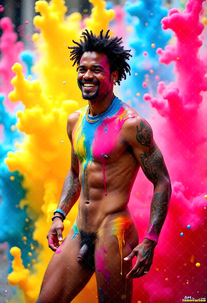 Body Paint Splat Fun Nude - AI Abstract Art