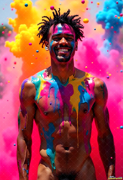 Body Paint Splat Fun Nude - AI Abstract Art