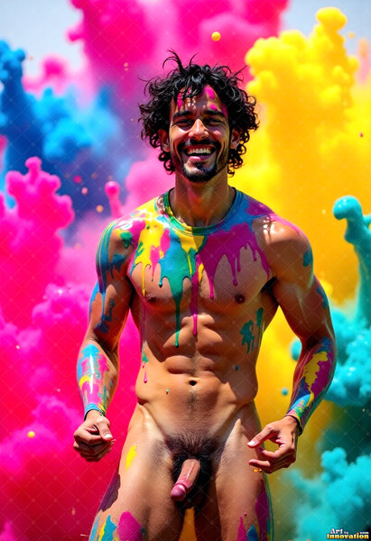Body Paint Splat Fun Nude - AI Abstract Art