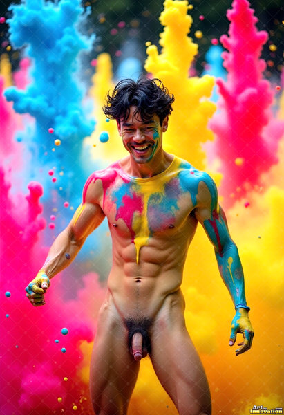 Body Paint Splat Fun Nude - AI Abstract Art