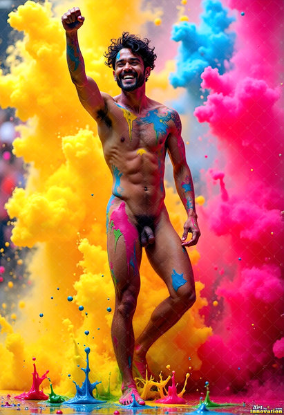Body Paint Splat Fun Nude - AI Abstract Art