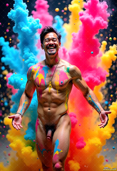Body Paint Splat Fun Nude - AI Abstract Art
