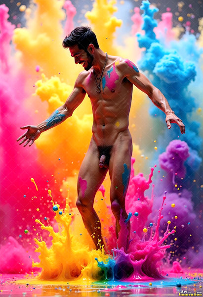 Body Paint Splat Fun Nude - AI Abstract Art