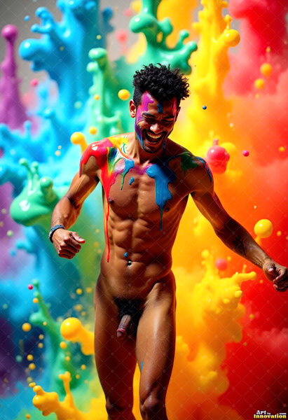 Body Paint Splat Fun Nude - AI Abstract Art