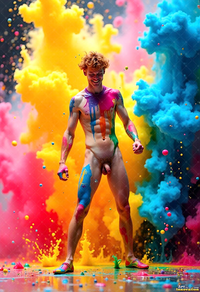 Body Paint Splat Fun Nude - AI Abstract Art