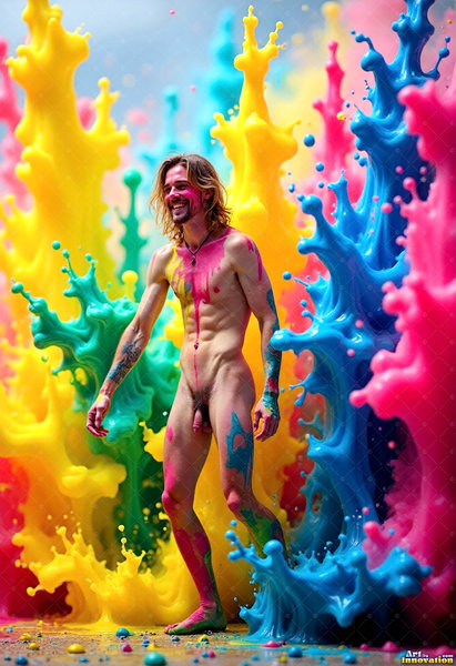 Body Paint Splat Fun Nude - AI Abstract Art