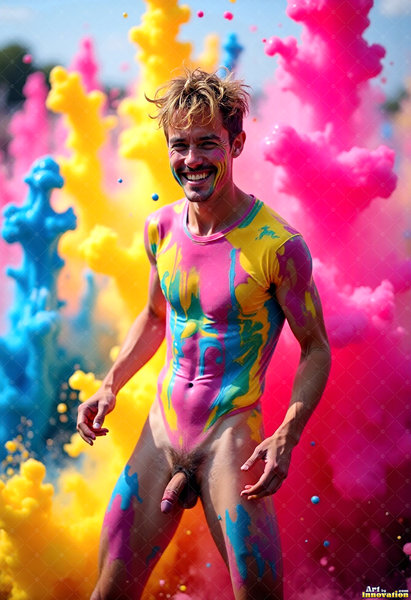Body Paint Splat Fun Nude - AI Abstract Art