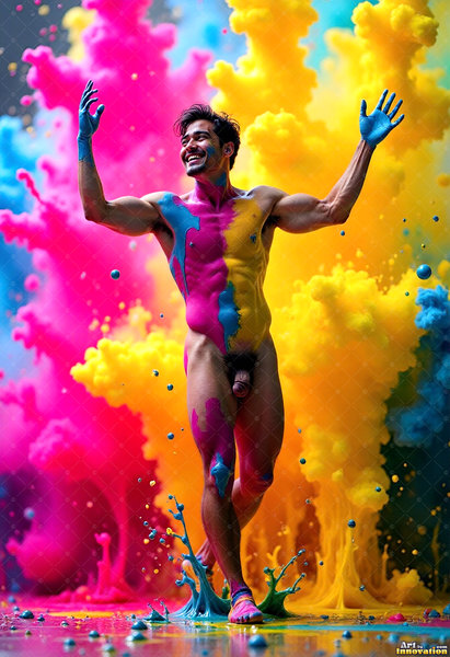 Body Paint Splat Fun Nude - AI Abstract Art