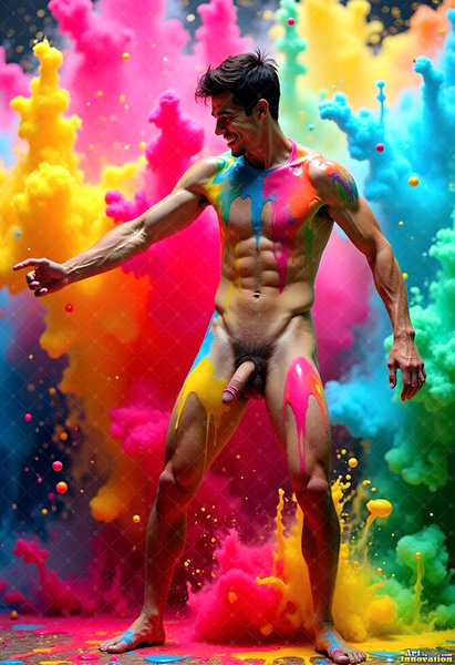 Body Paint Splat Fun Nude - AI Abstract Art