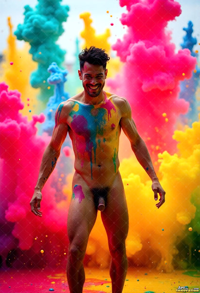 Body Paint Splat Fun Nude - AI Abstract Art