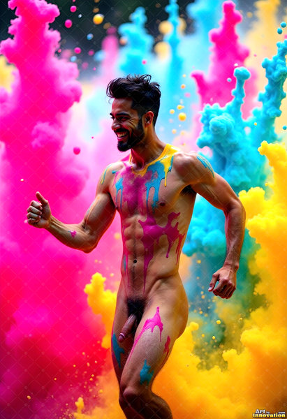 Body Paint Splat Fun Nude - AI Abstract Art