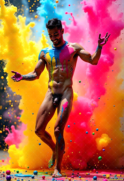 Body Paint Splat Fun Nude - AI Abstract Art