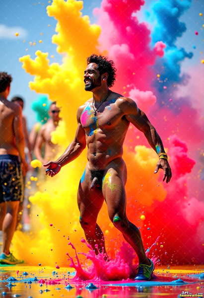 Body Paint Splat Fun Nude - AI Abstract Art