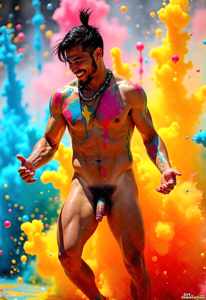 Body Paint Splat Fun Nude - AI Abstract Art