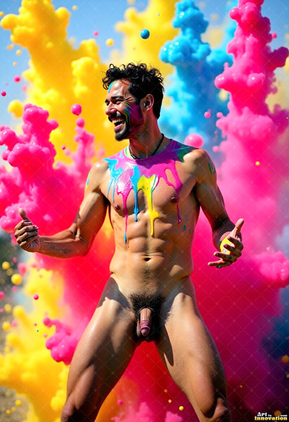 Body Paint Splat Fun Nude - AI Abstract Art