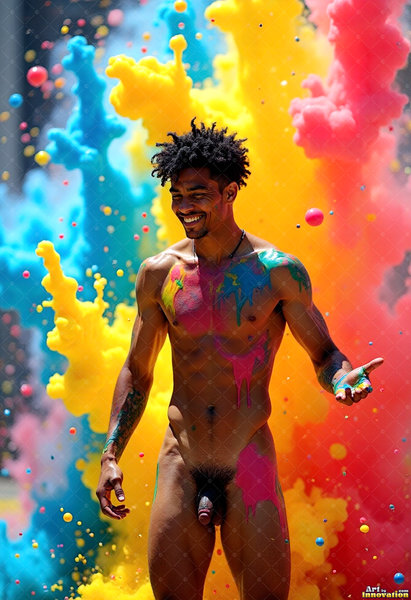 Body Paint Splat Fun Nude - AI Abstract Art