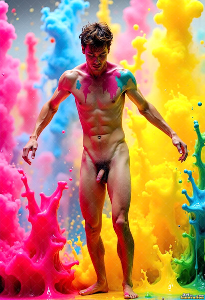 Body Paint Splat Fun Nude - AI Abstract Art