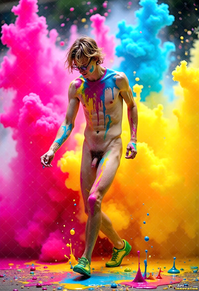 Body Paint Splat Fun Nude - AI Abstract Art