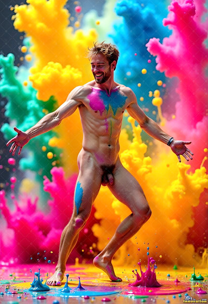 Body Paint Splat Fun Nude - AI Abstract Art