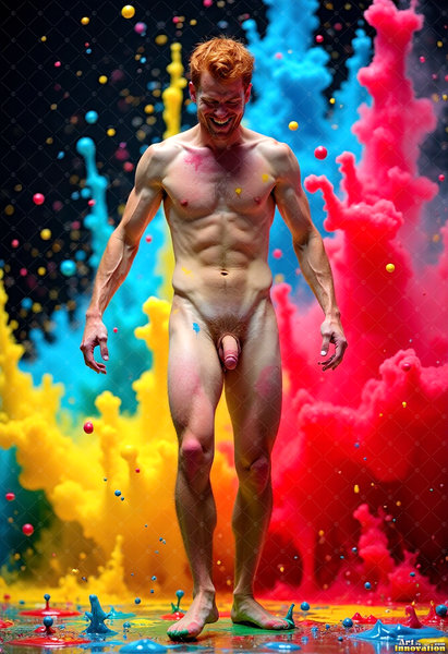 Body Paint Splat Fun Nude - AI Abstract Art