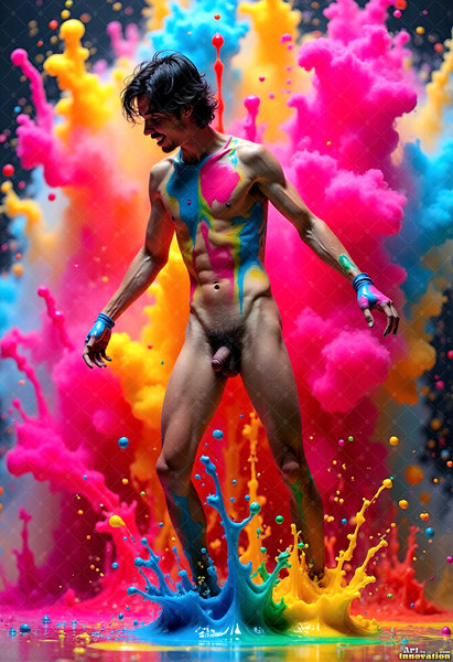 Body Paint Splat Fun Nude - AI Abstract Art