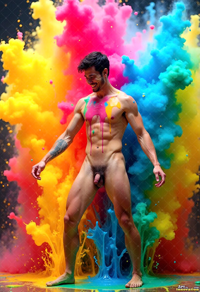 Body Paint Splat Fun Nude - AI Abstract Art