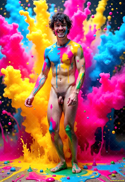 Body Paint Splat Fun Nude - AI Abstract Art