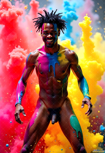 Body Paint Splat Fun Nude - AI Abstract Art