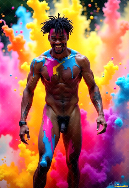 Body Paint Splat Fun Nude - AI Abstract Art