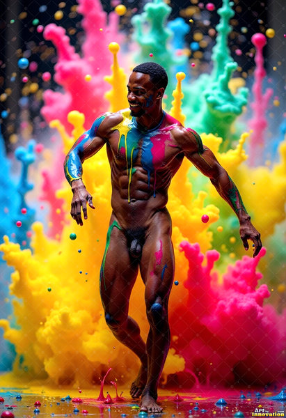 Body Paint Splat Fun Nude - AI Abstract Art