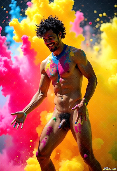 Body Paint Splat Fun Nude - AI Abstract Art