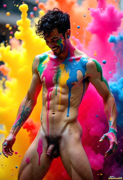Body Paint Splat Fun Nude - AI Abstract Art