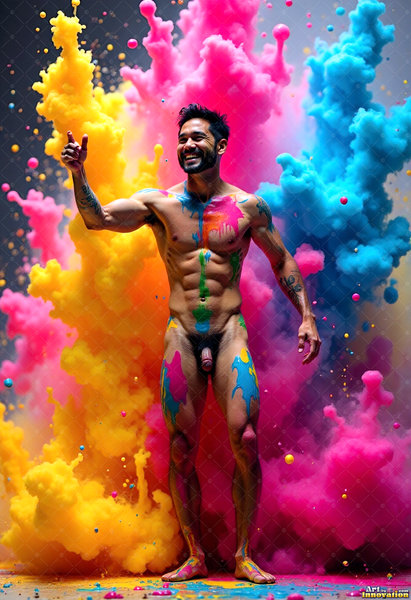 Body Paint Splat Fun Nude - AI Abstract Art