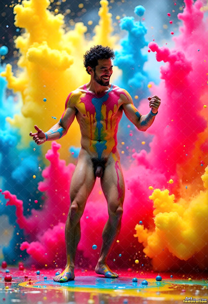 Body Paint Splat Fun Nude - AI Abstract Art