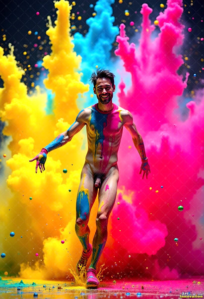 Body Paint Splat Fun Nude - AI Abstract Art