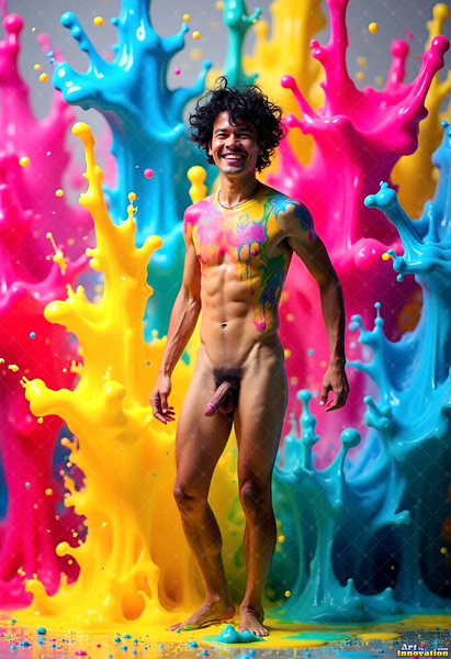 Body Paint Splat Fun Nude - AI Abstract Art