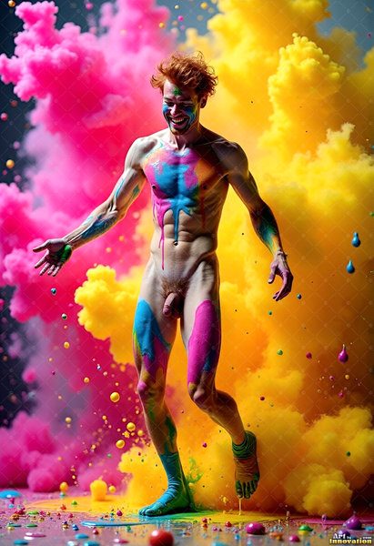 Body Paint Splat Fun Nude - AI Abstract Art
