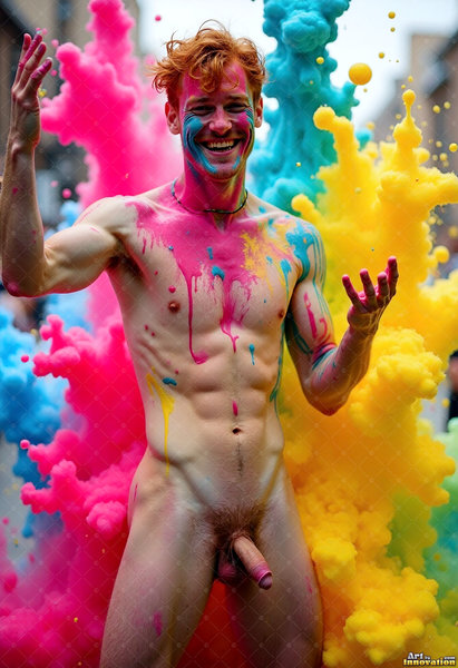 Body Paint Splat Fun Nude - AI Abstract Art